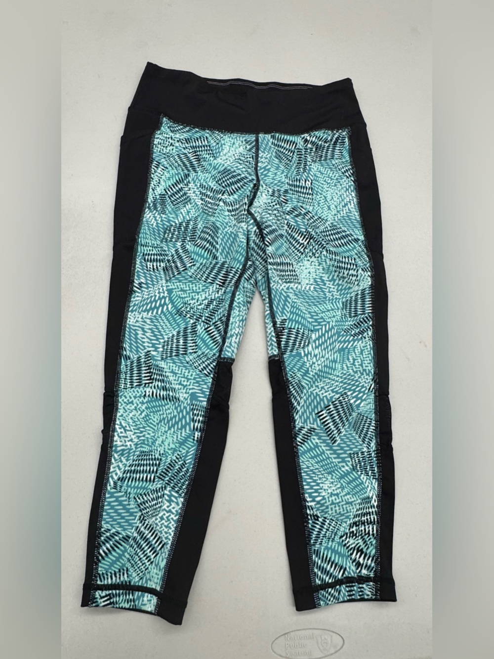 LuLaRoe Rise Teal Patterned Athletic Leggings with Black activewear pants